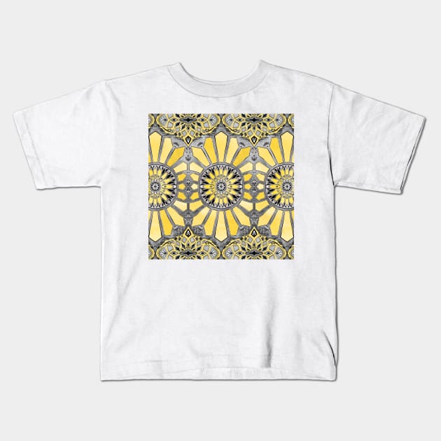 Sunny Yellow Radiant Watercolor Pattern Kids T-Shirt by micklyn